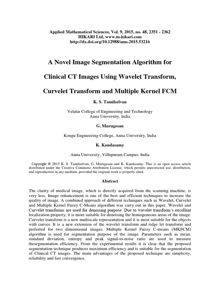 A Novel Image Segmentation Algorithm For | PDF | Image Segmentation ...