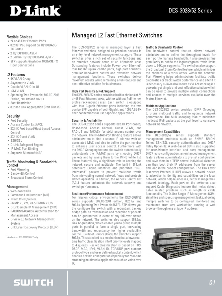 Switch 48 Ports Dlink Des-3052 | PDF | Network Switch | Computer Network