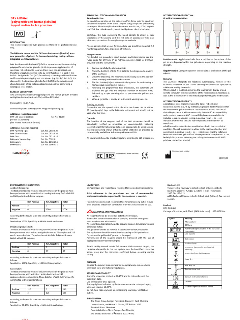 30110-4_DAY AHG Gel (Polyspecific)_EN-b | PDF | Blood Plasma | Medical ...