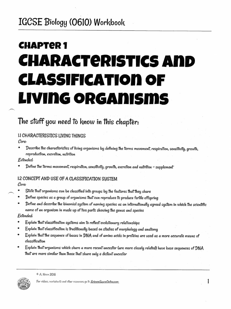 1 Characteristics and Classification of Living Organisms | PDF