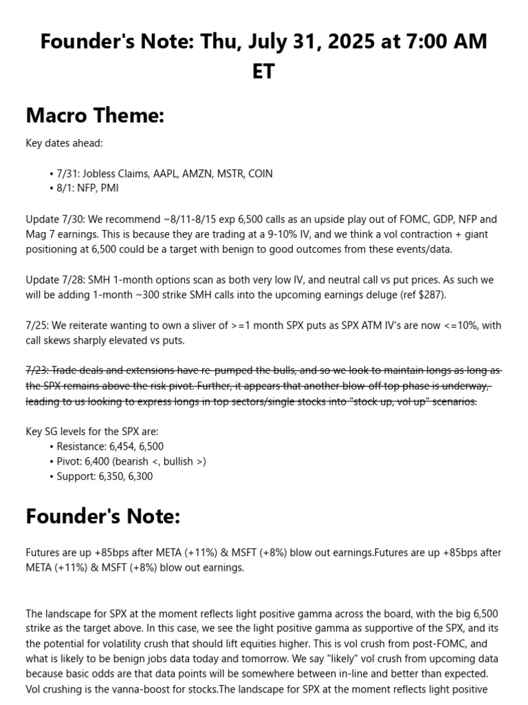 Founder's Notes 31.07 AM | PDF | Vix | Investing