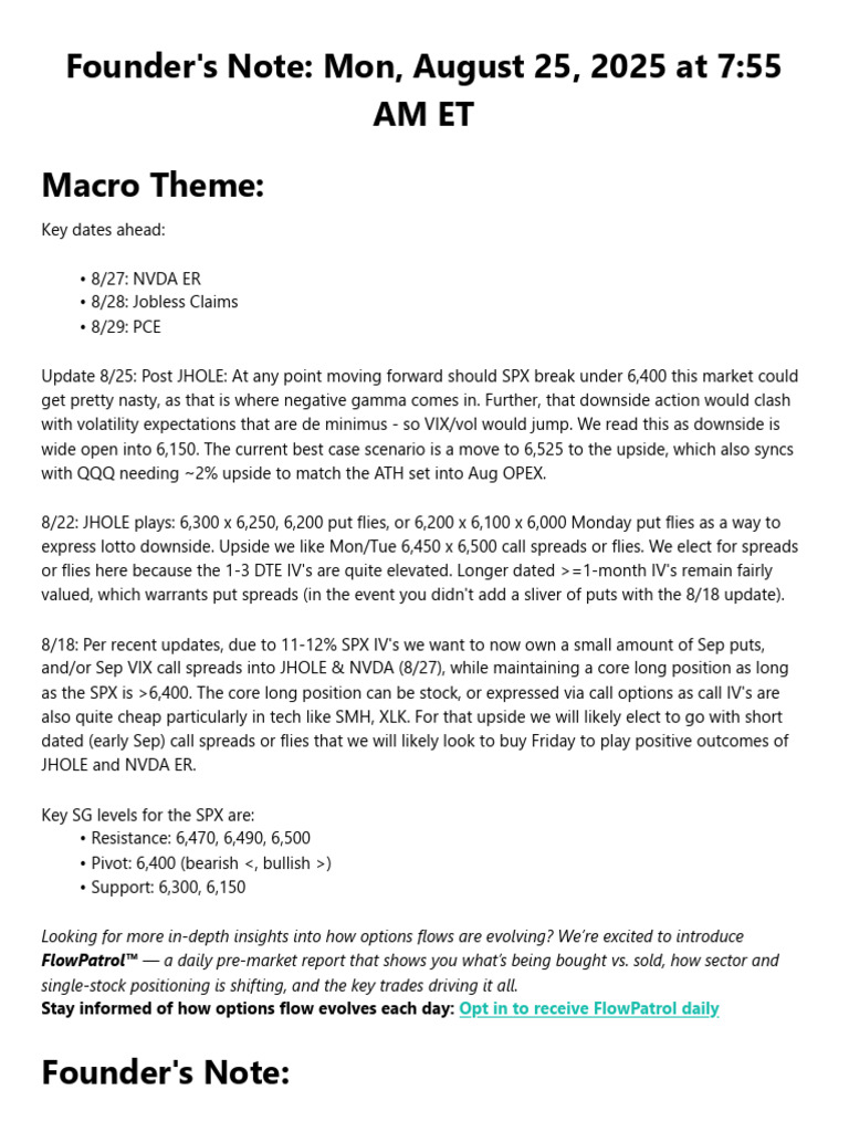 Founder's Notes 25.08 AM | PDF | Vix | Financial Markets