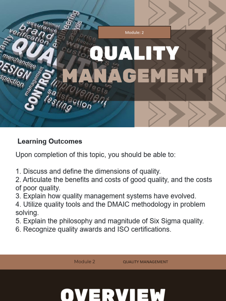 Module 2 Quality Management | PDF | Six Sigma | Quality Management