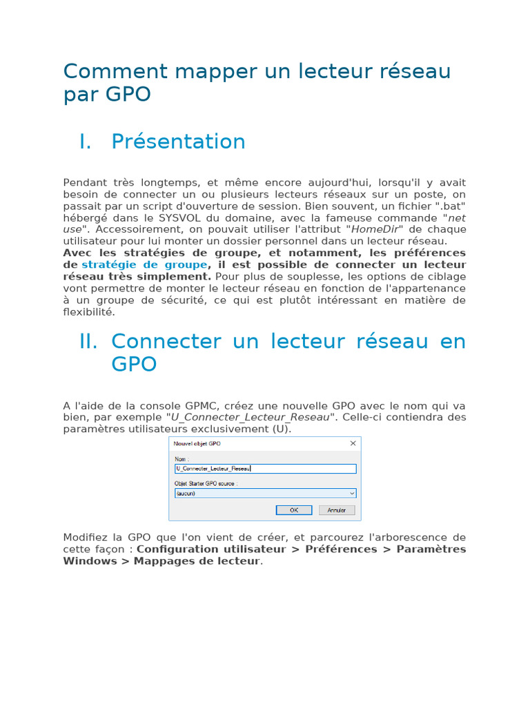 Comment Mapper Un Lecteur Réseau Par GPO | PDF | Stratégies de groupe ...