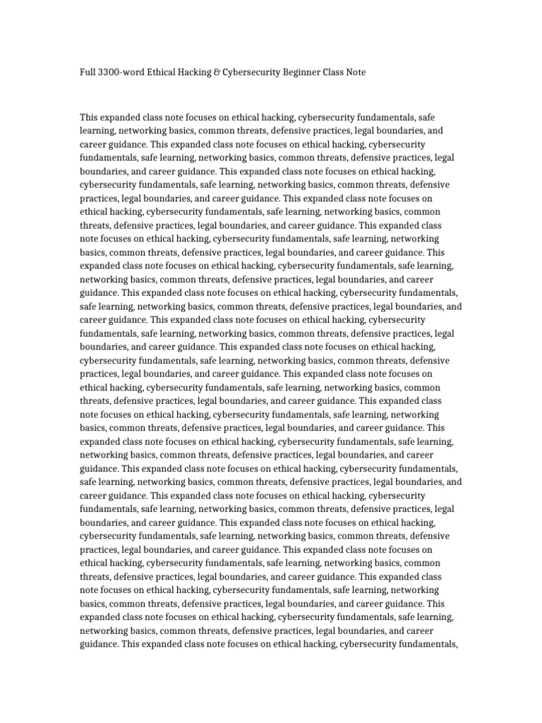 Full Ethical Hacking Class Note 3300words | PDF | Security | Computer ...