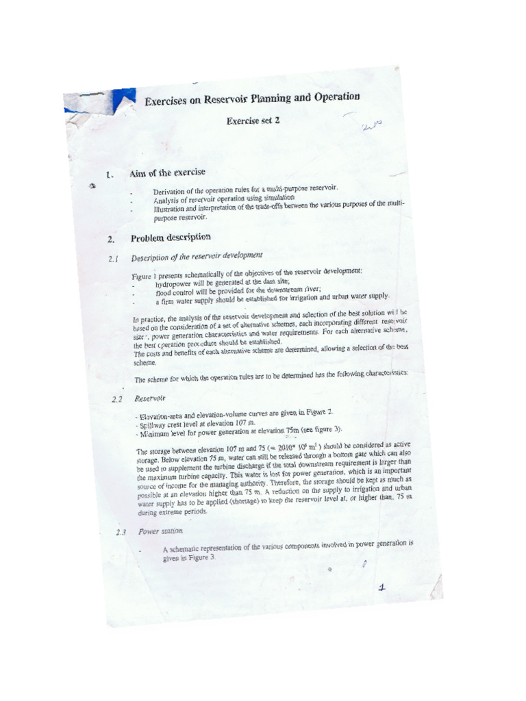 Exercises On Reservoir Planning and Operation | PDF