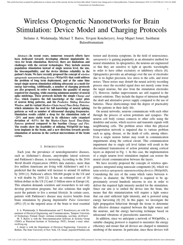 Wireless Optogenetic Nanonetworks For Brain Stimulation Device Model ...