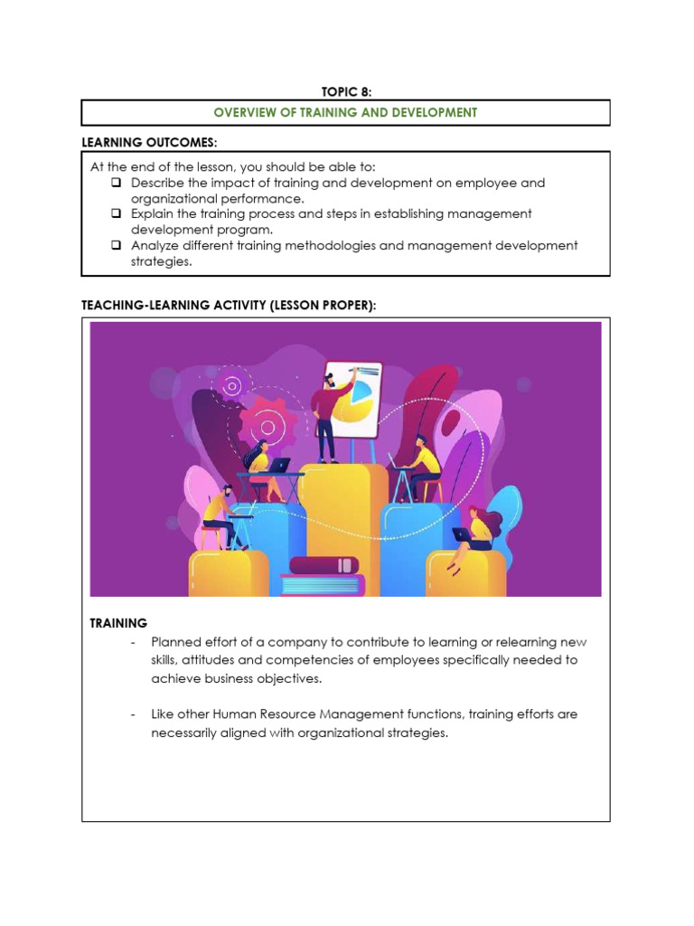 BeS105 8 Overview+of+Training+and+Development | PDF | Mentorship | Goal