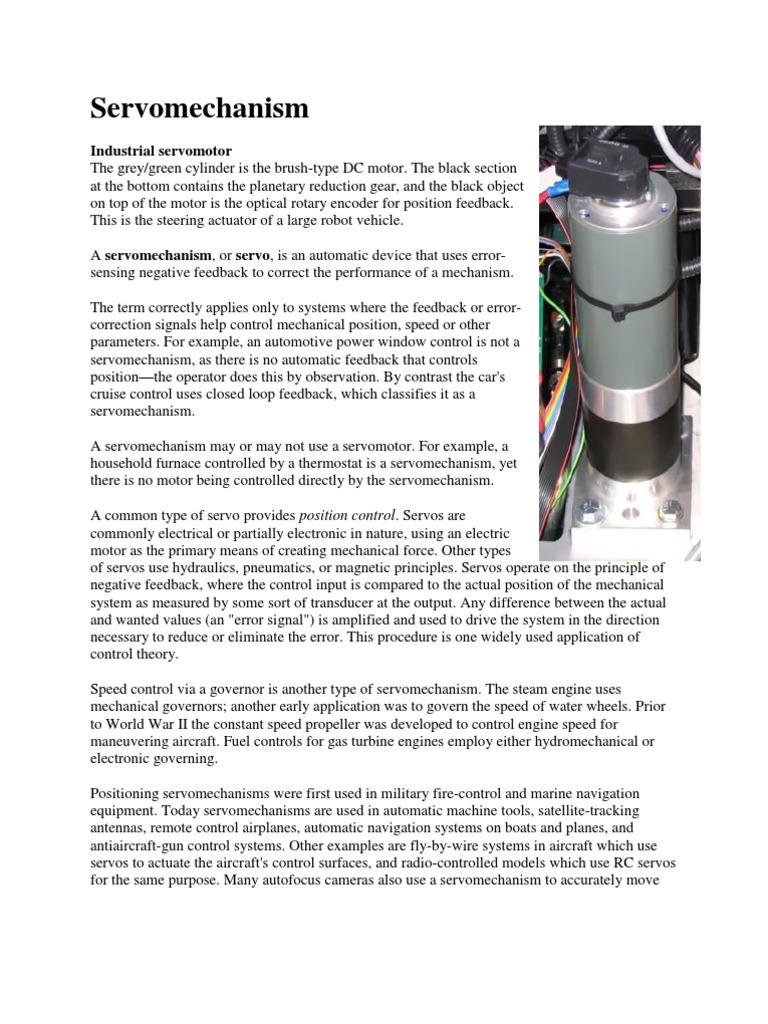 Servomechanism Servomechanism Mechanical Engineering