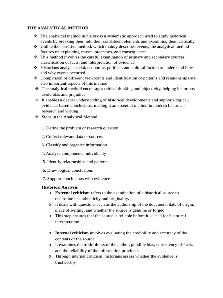 The Analytical Method | PDF