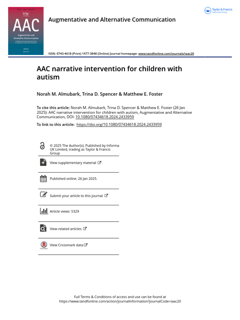 AAC Narrative Intervention For Children With Autism | PDF | Autism ...