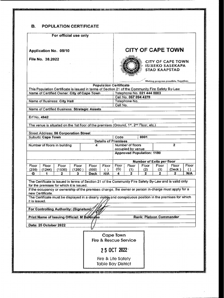 Population Certificate City Hall | PDF