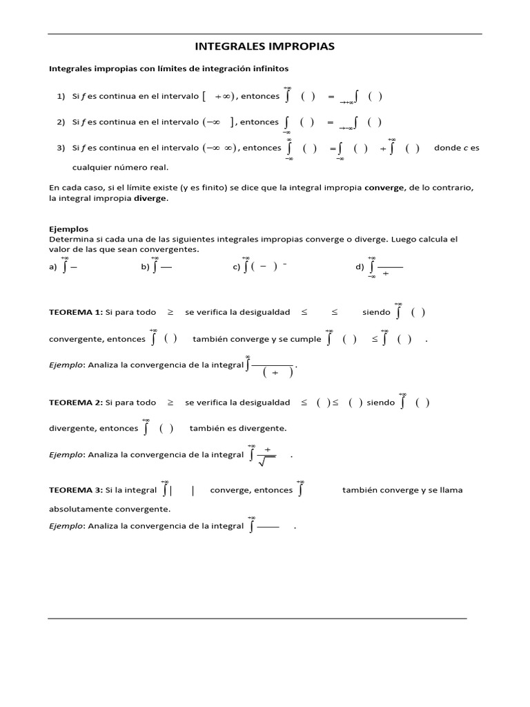 Integrales Impropias | PDF | Integral | Límite (Matemáticas)