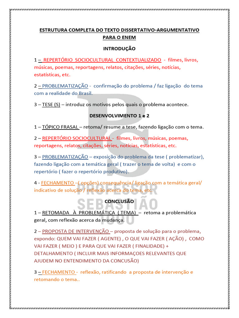 Estrutura Da Redação Nota Mil | PDF