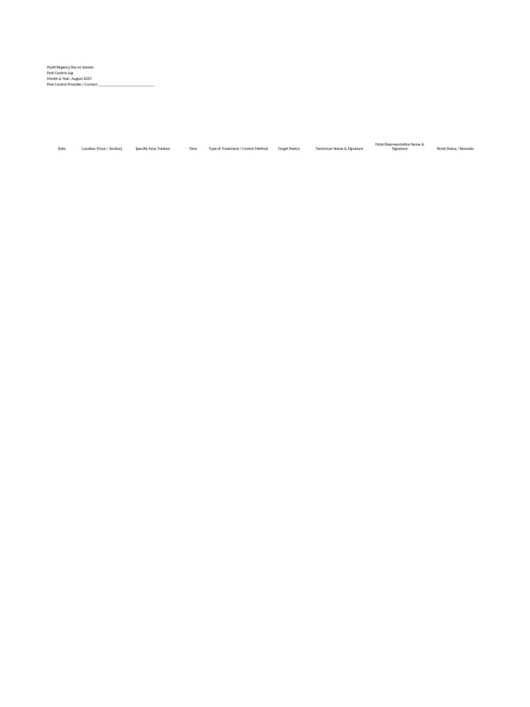 Pest Control Log | PDF