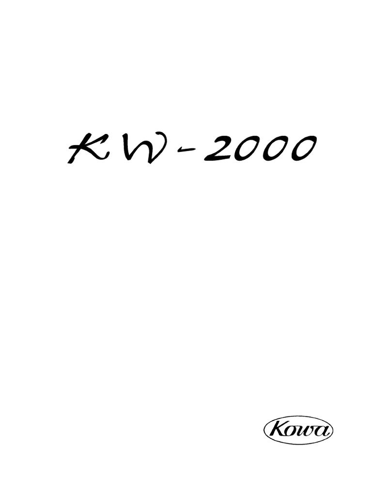 KW 2000 Operation Manual | PDF | Electrical Connector | Humidity