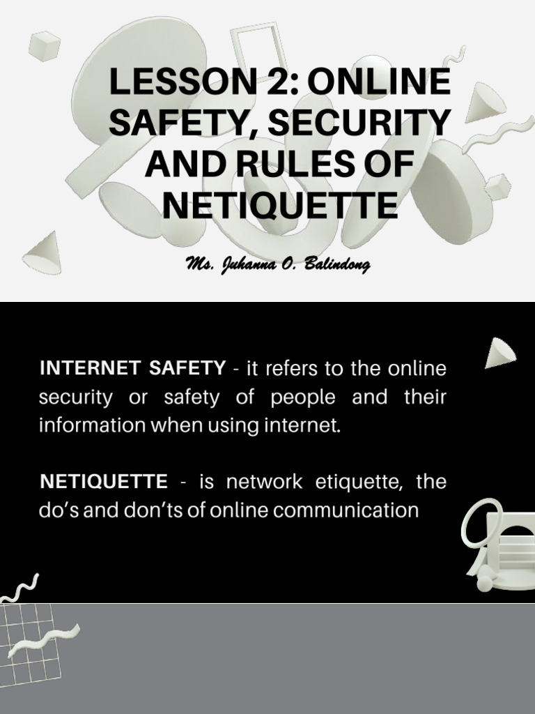 Lesson 2 Online Safety, Security and Rules of Netiquette | PDF ...