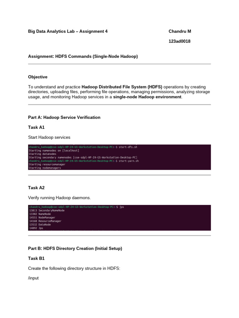 Big Data Analytics Lab - Assignment 4 | PDF | Apache Hadoop | Computer File