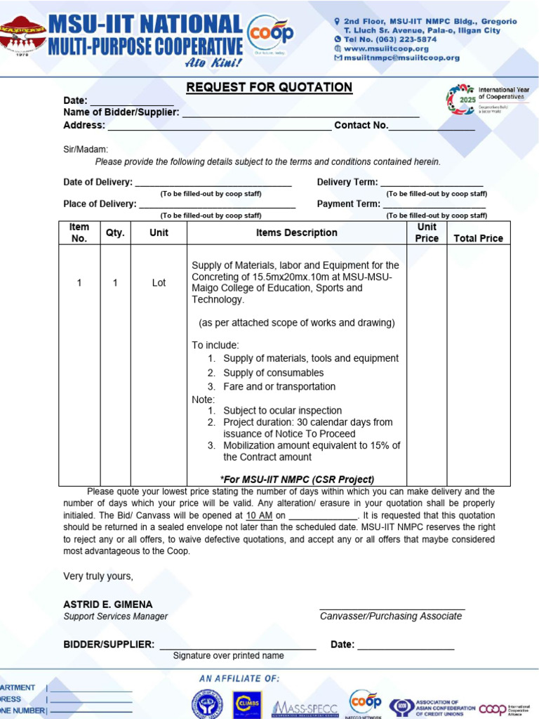 Request For Quotation | PDF | Business