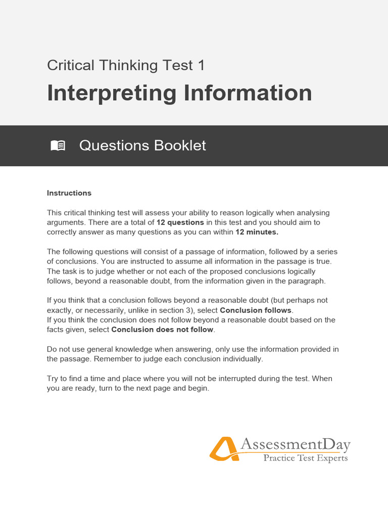 CT1 Information Questions | PDF | Critical Thinking | Thought