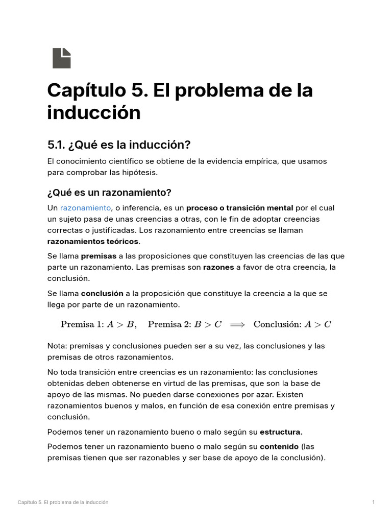 Captulo - 5. El Problema de La Inducción Resumen Notion | PDF ...