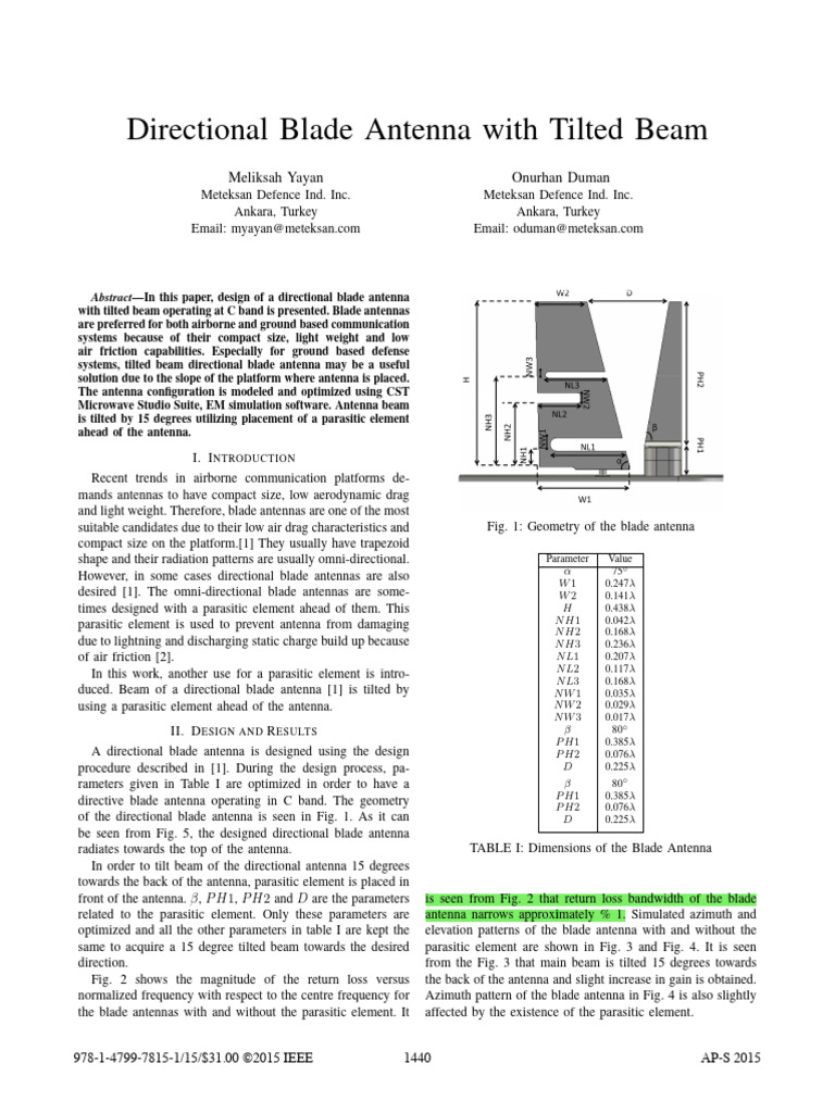 Directional Blade Antenna With Tilted Beam | PDF | Antenna (Radio) | Waves