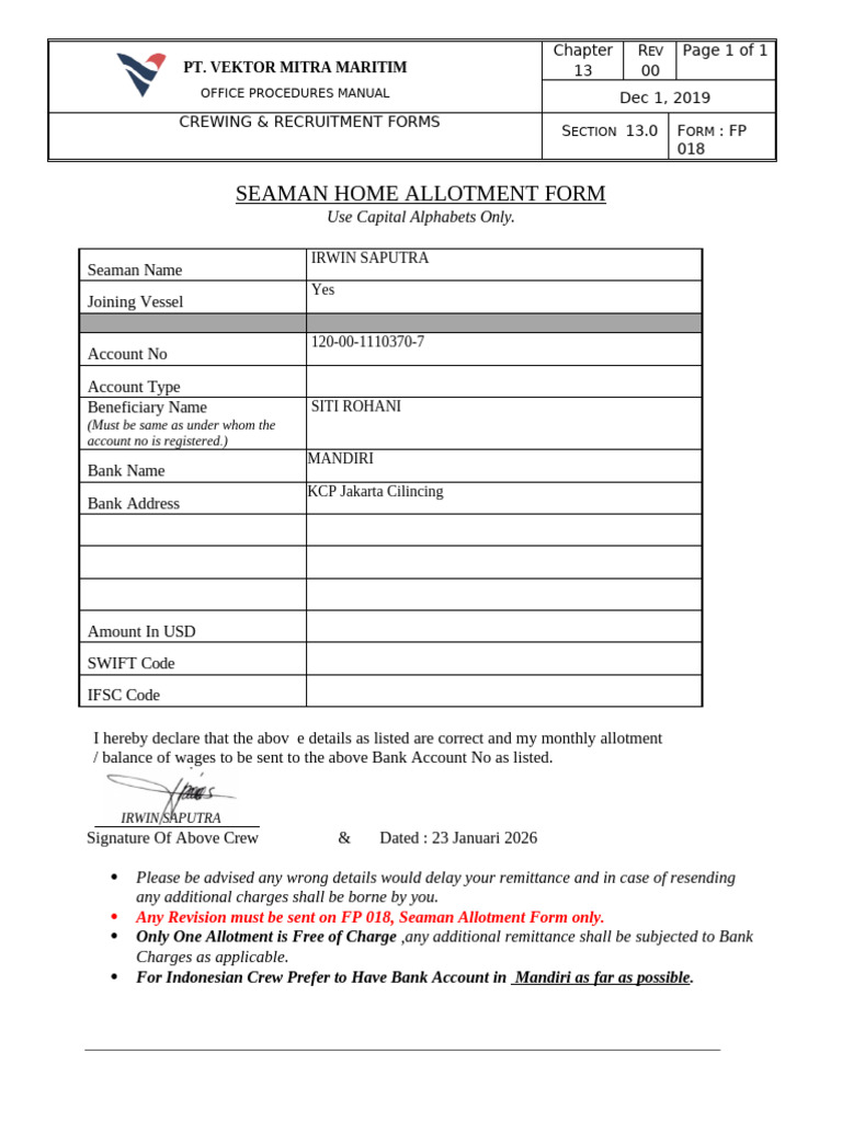 FP 018 Allotment Form Rev (2) - 20260123 - 160622 | PDF
