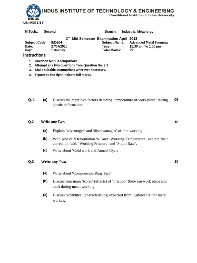 2nd Mid sem QP AFM | PDF