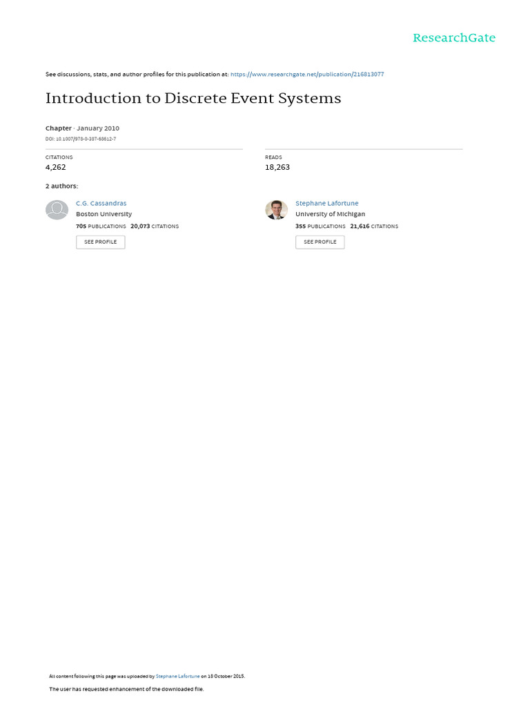 Introduction To Discrete Event Systems | PDF | Markov Chain ...