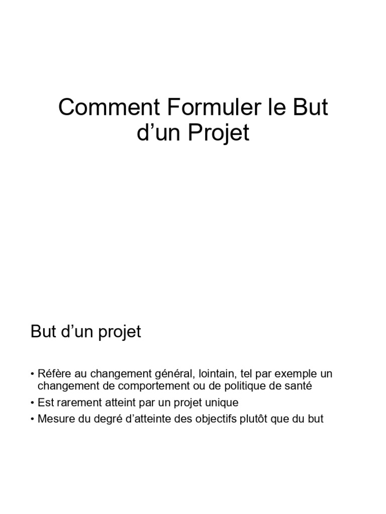 Formulation de But D'un Projet | PDF