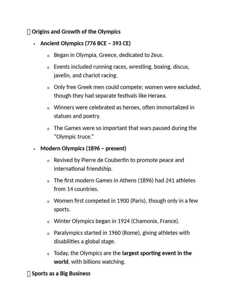 ? Origins and Growth of the Olympics | PDF | Olympic Games | Sports