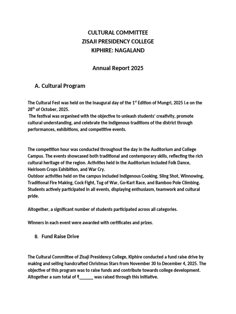 Annual Report Cultural Committee | PDF