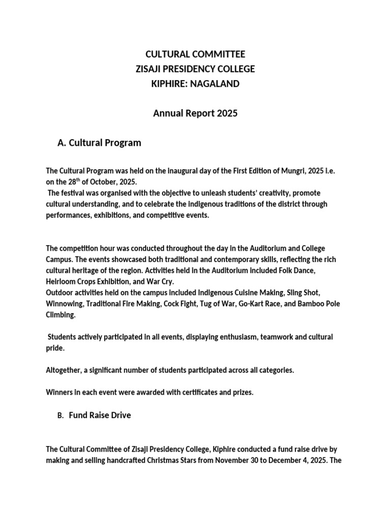 Cultural Committee Report | PDF