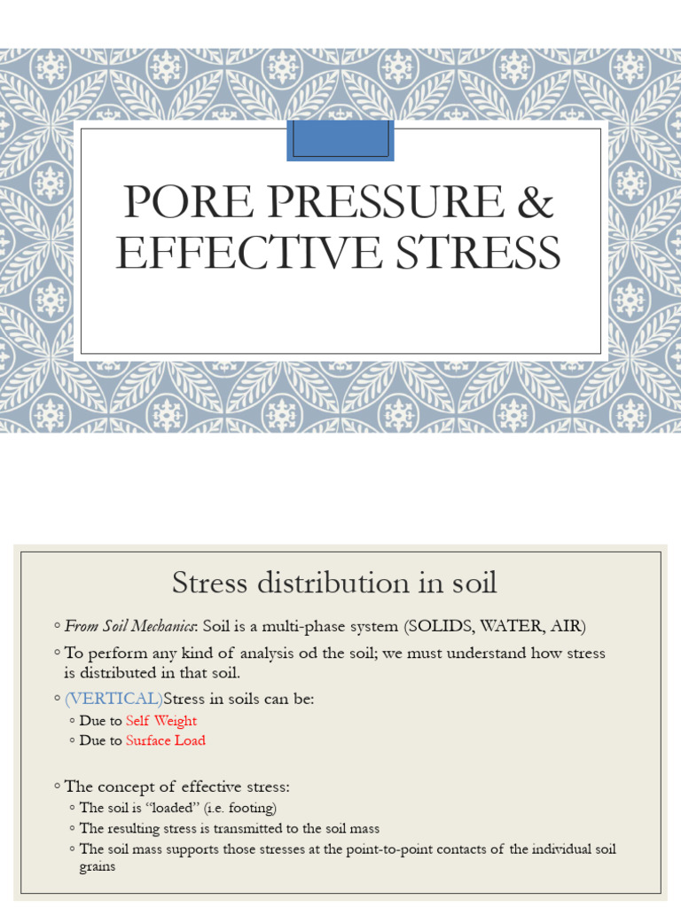 Pore Pressure and Effective Stress | PDF | Soil Mechanics | Porosity