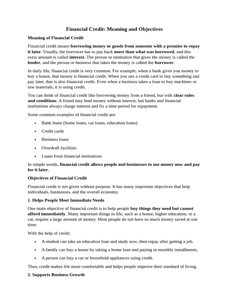 Financial Credit Meaning & Objectives, Credit Risk, Credit Analysis ...