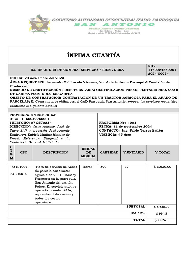 Orden de Compra San Antonio de Paltas | PDF | Multa (pena) | Presupuesto