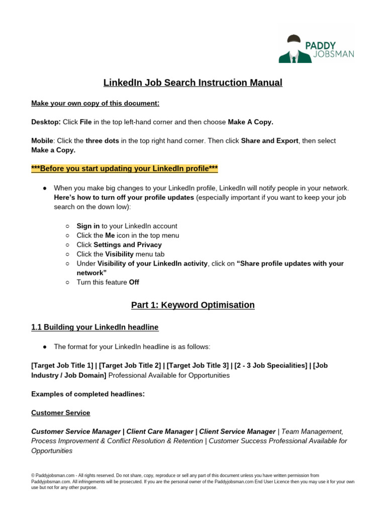 LinkedIn Job Search Instruction Manual | PDF | Linked In | Copyright ...