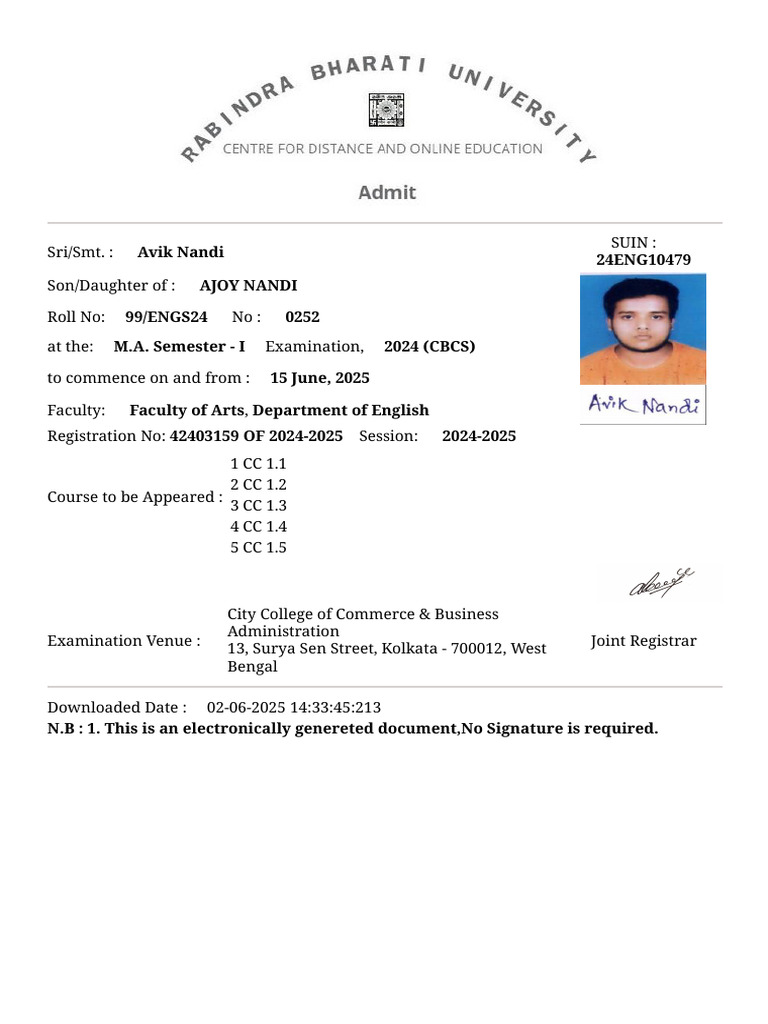 M.a Admit Semester 1 | PDF
