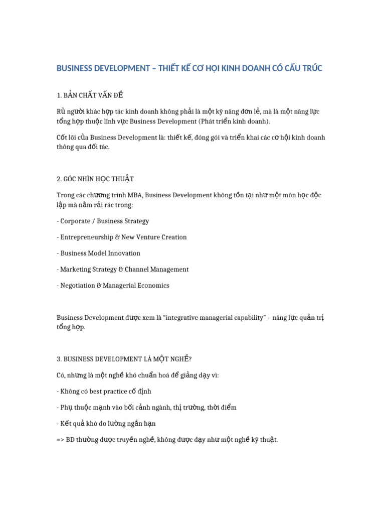 Business Development Framework | PDF
