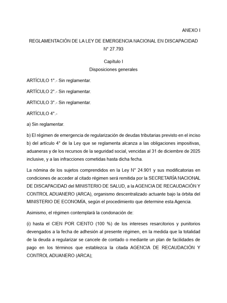 Reglamentación de La Ley de Emergencia Nacional en Discapacidad | PDF ...