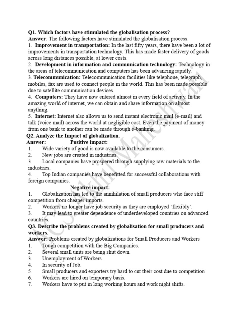 Notes of Ch 4 Globalization | PDF | Globalization | Economies