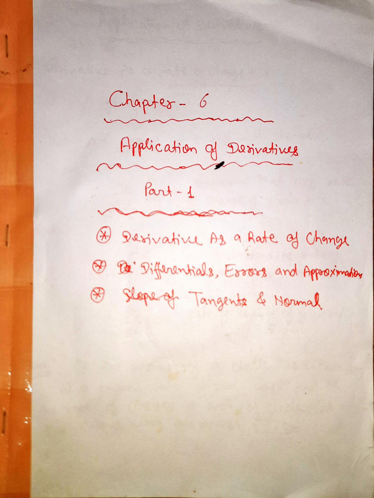 Mathematics Chapter 6 Application of Derivatives | PDF