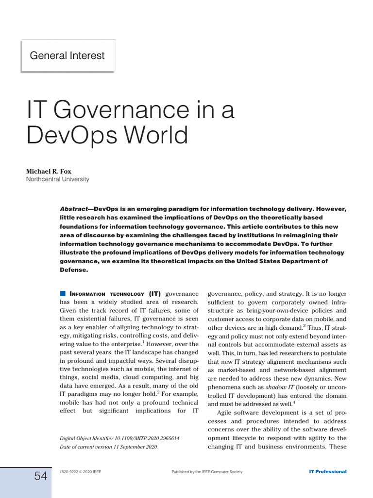 IT Governance in a DevOps World | PDF | Governance | Software ...