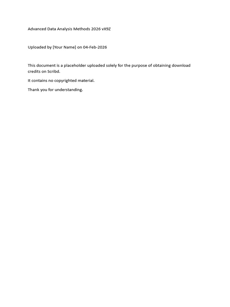 Advanced Data Analysis Methods 2026 VX9Z Upload1 | PDF