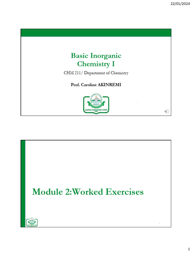 Chm 211 Module 2-Worked Examples | PDF | Chemical Elements | Atomic Orbital