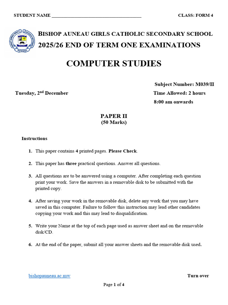 Comp Form 4 Practical | PDF | Spreadsheet | Computing