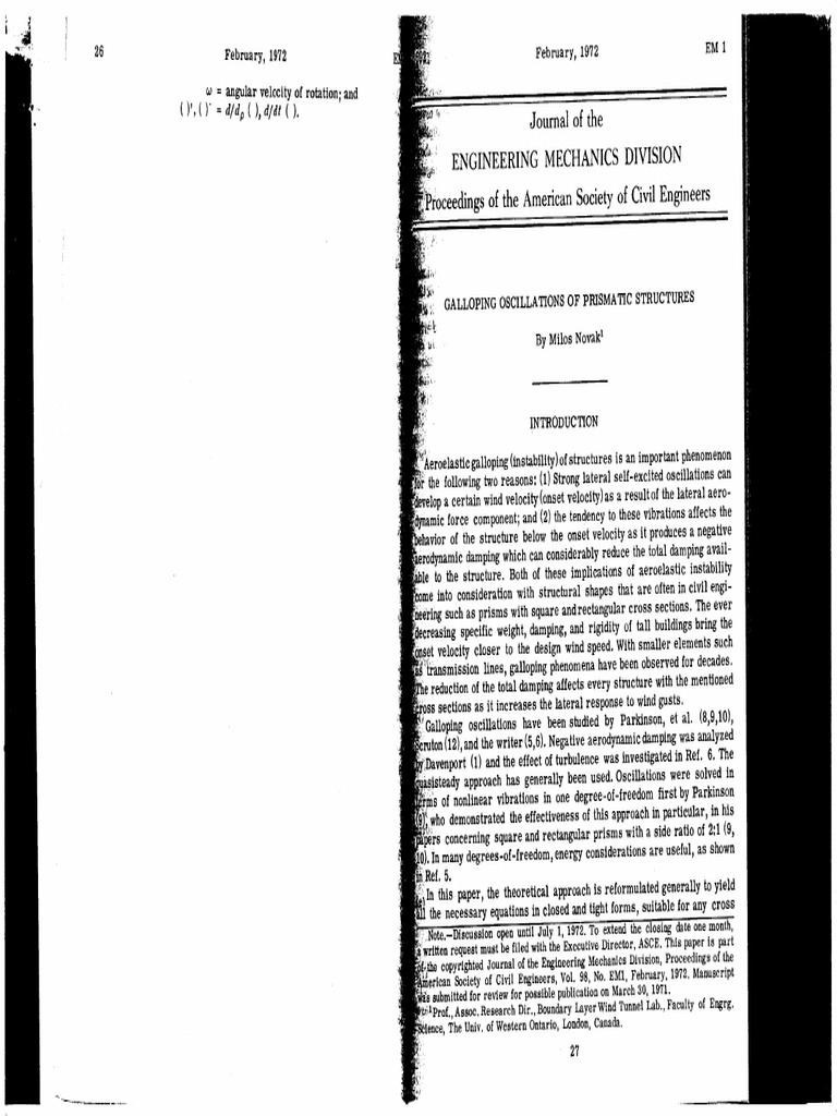 Galloping of Prismatic Structure | PDF
