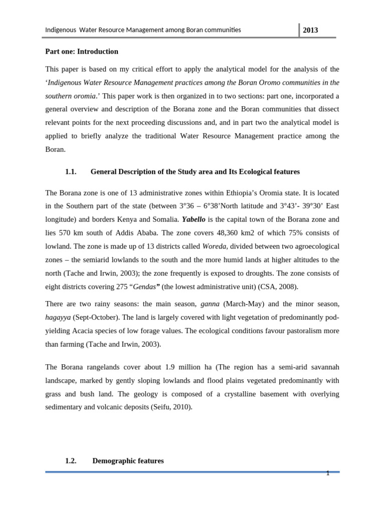 Indigenous Water Resource Management Among Boran Communities | PDF ...