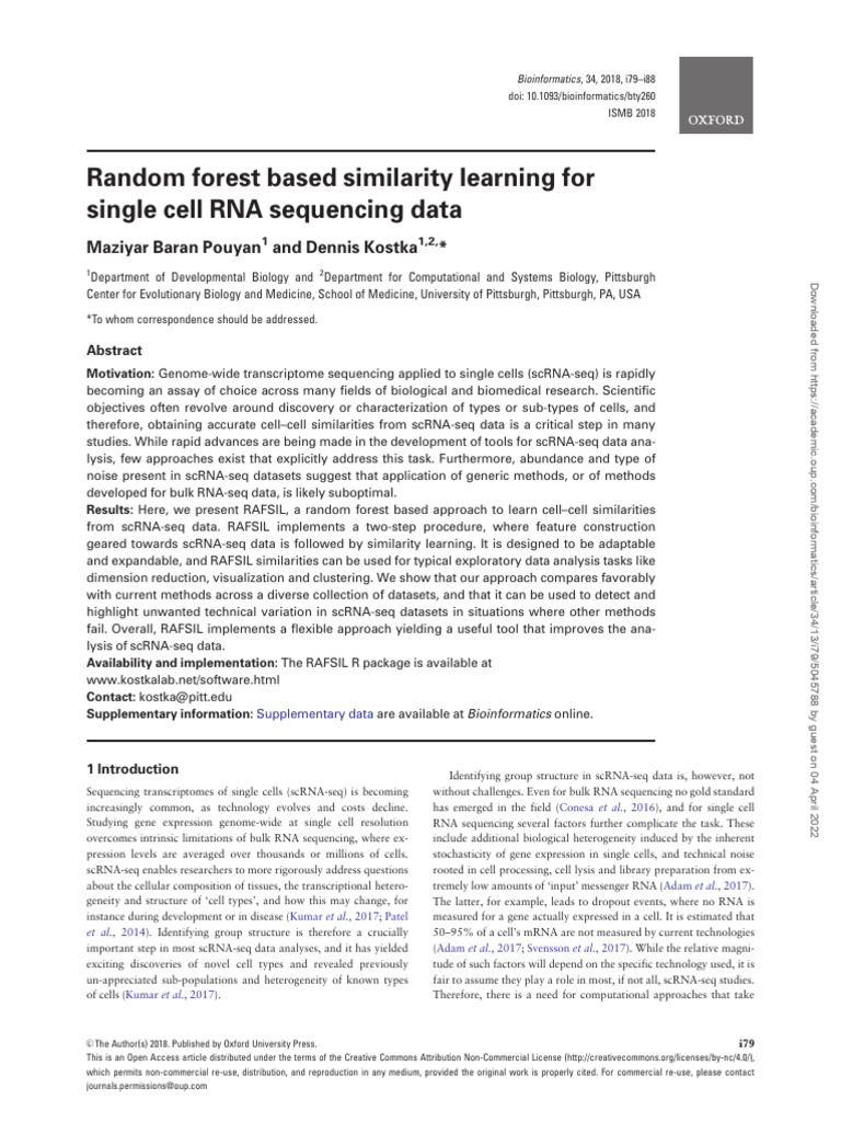 Random Forest Based Similarity Learning For Single Cell RNA Sequencing ...