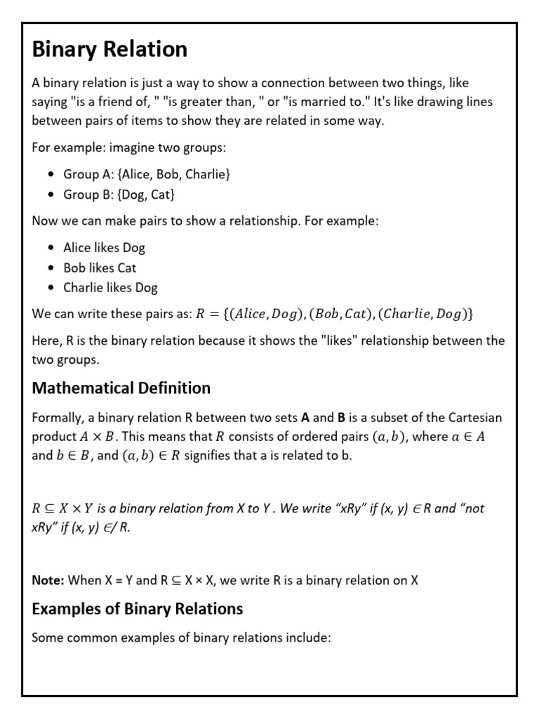 Binary Relation | PDF | Mathematical Analysis | Mathematical Logic